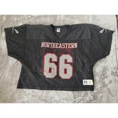 Vintage Russell Athletic Northeastern Lacrosse Jersey Mesh Cropped Black XL