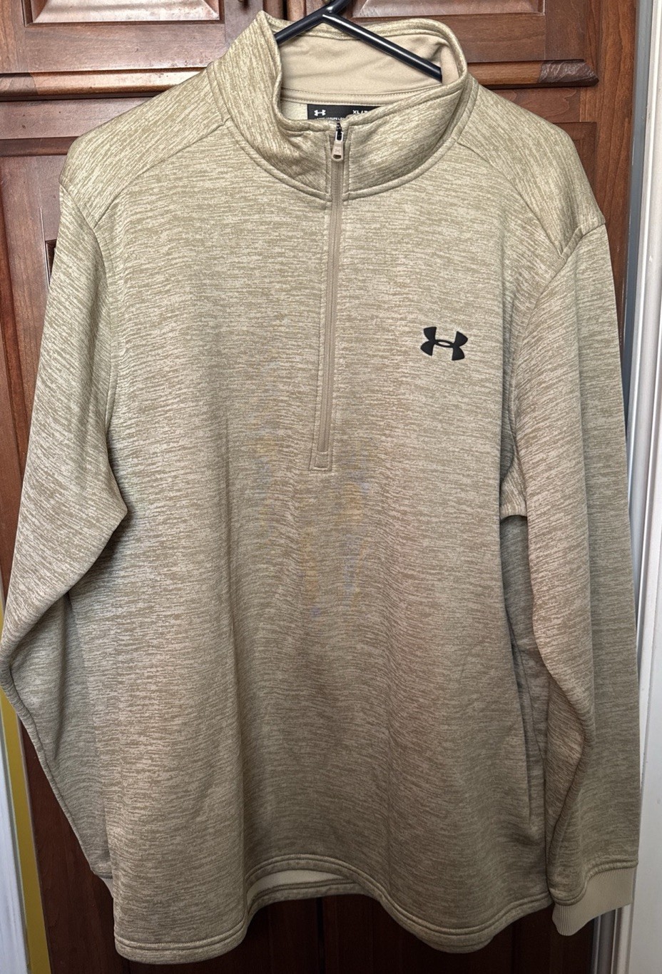UNDER ARMOUR Mens Cold Gear Pullover Tracksuit Top XL Beige Flecked gallery