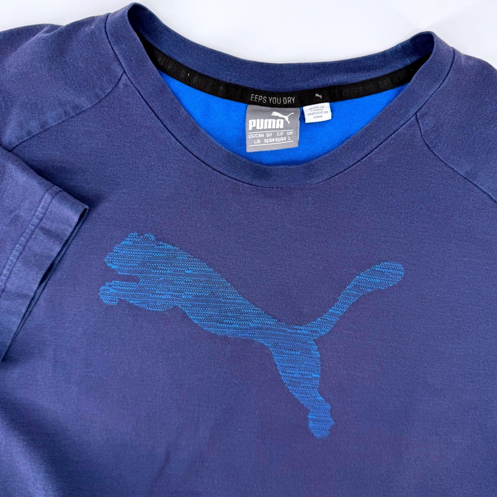 Puma Mens Navy Blue Raglan Graphic T-Shirt Tonal Cat Logo 592127 Size L gallery