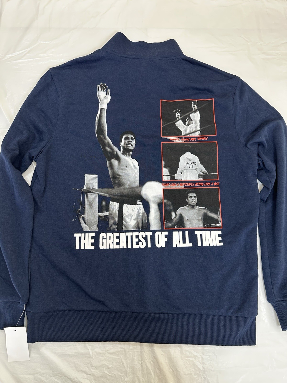 Muhammad Ali Boxing Quarter Zip Pullover Men’s S Navy Lightweight Graphic NWT gallery