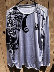 In Gear Hawaii Aloha Graphics Long Sleeve GRAY Rashguard Shirt UPF 50+ – Men’s L