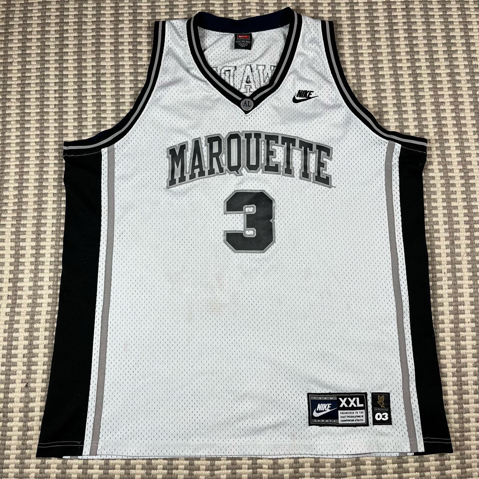 Vintage Nike Dwyane Wade Marquette Golden Eagles White Black Jersey Sz XXL Men’s gallery
