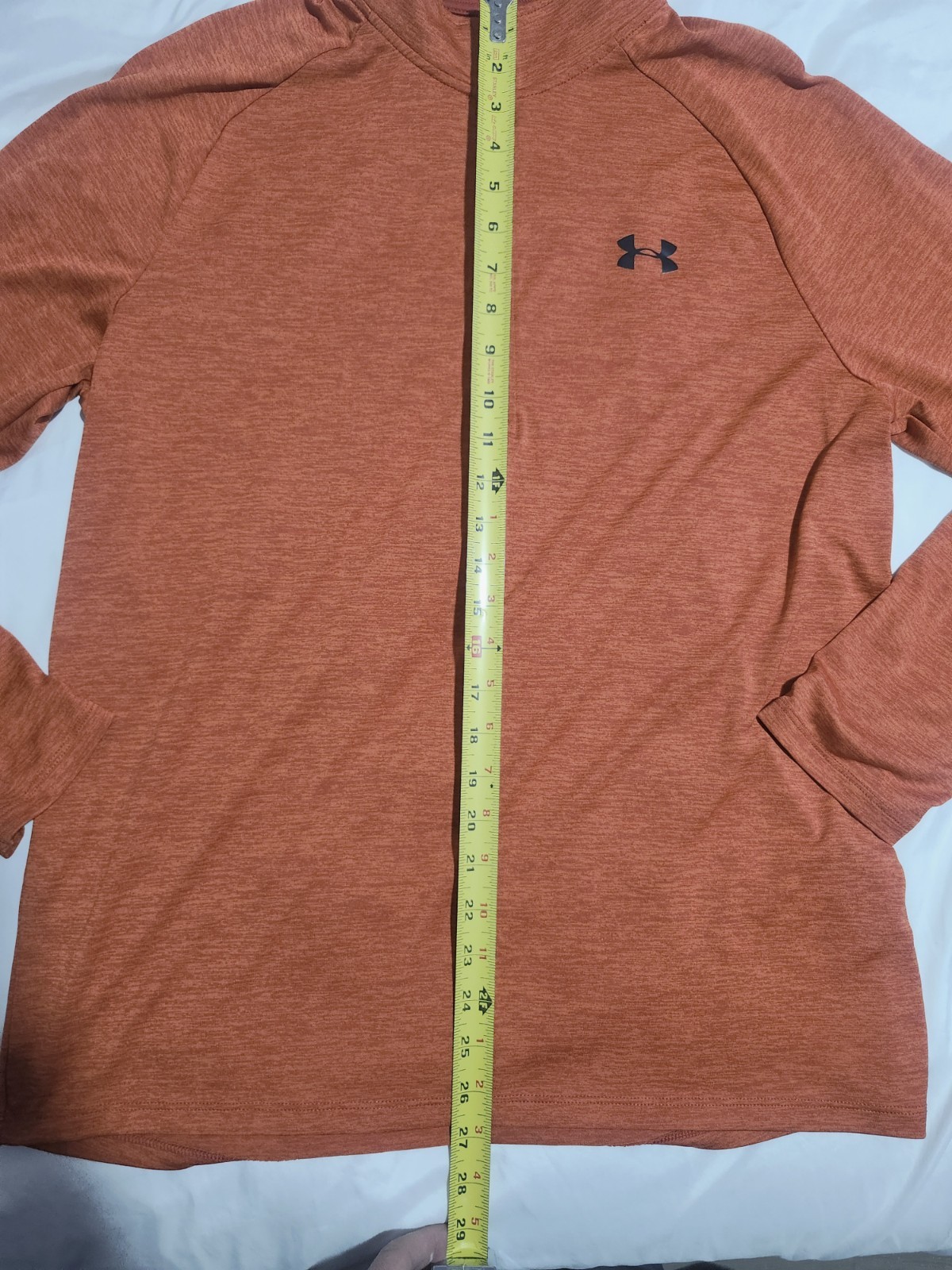 Under Armour Men’s Large Loose 1/4 Zip Pullover Jacket Orange With Black Logo gallery