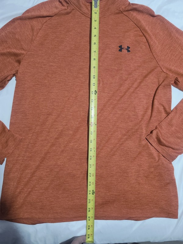 Under Armour Men’s Large Loose 1/4 Zip Pullover Jacket Orange With Black Logo gallery