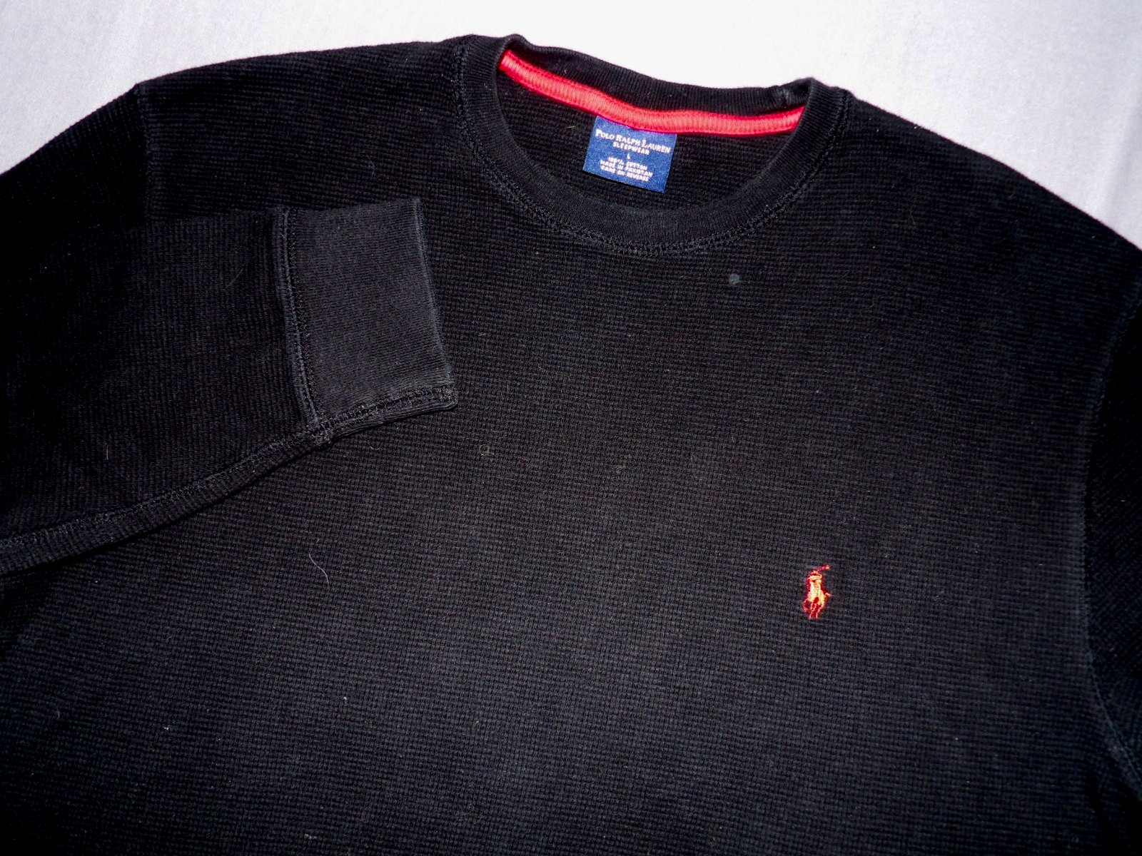 Polo Ralph Lauren Long Sleeved Black Waffle Knit Thermal Shirt Men's Large gallery