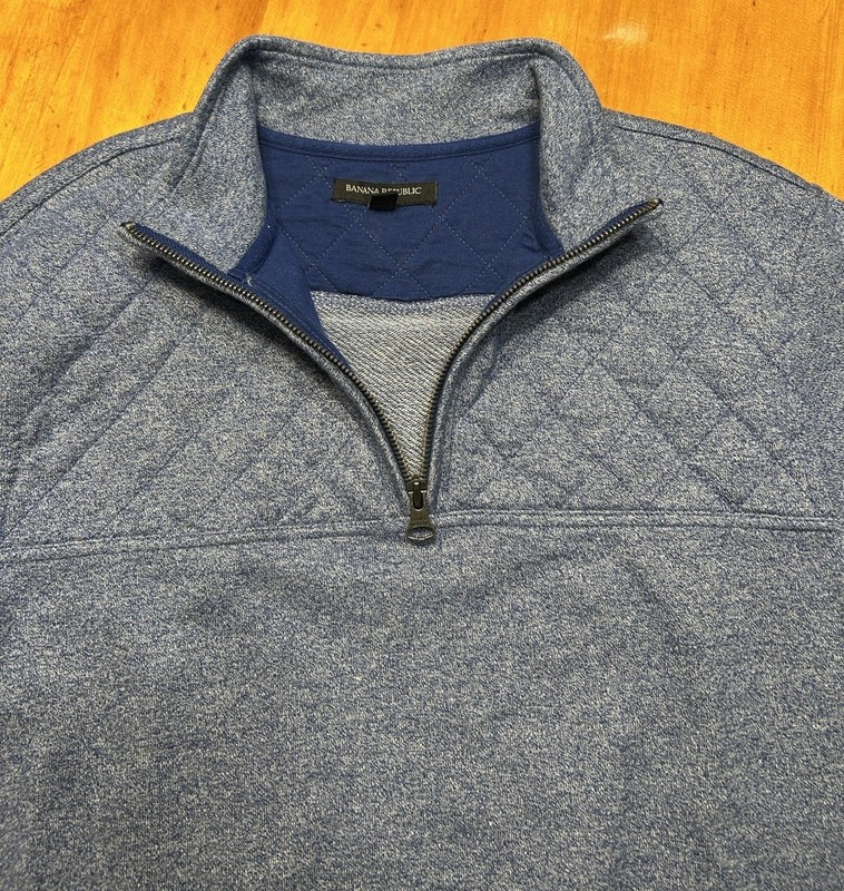 Banana Republic Mens 1/4 Zip Pullover Mock Neck Long Sleeve Blue Size L gallery