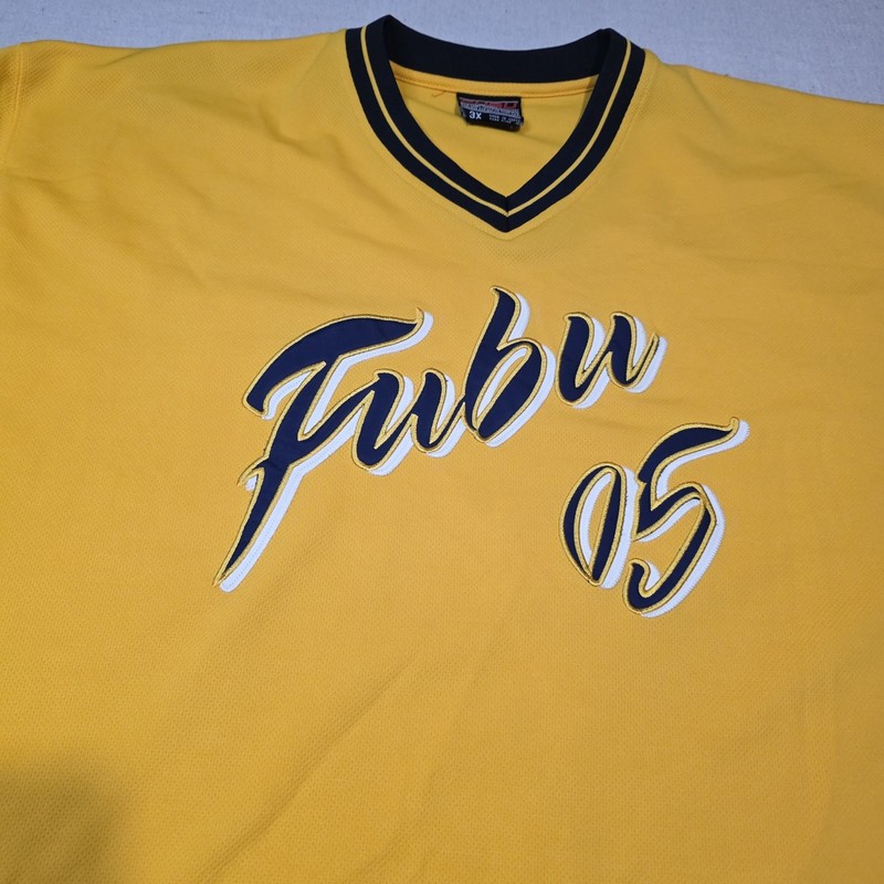 Vintage Fubu Jersey Yellow Mens Size XXXL #05 Street Wear 90s y2k Embroidered gallery