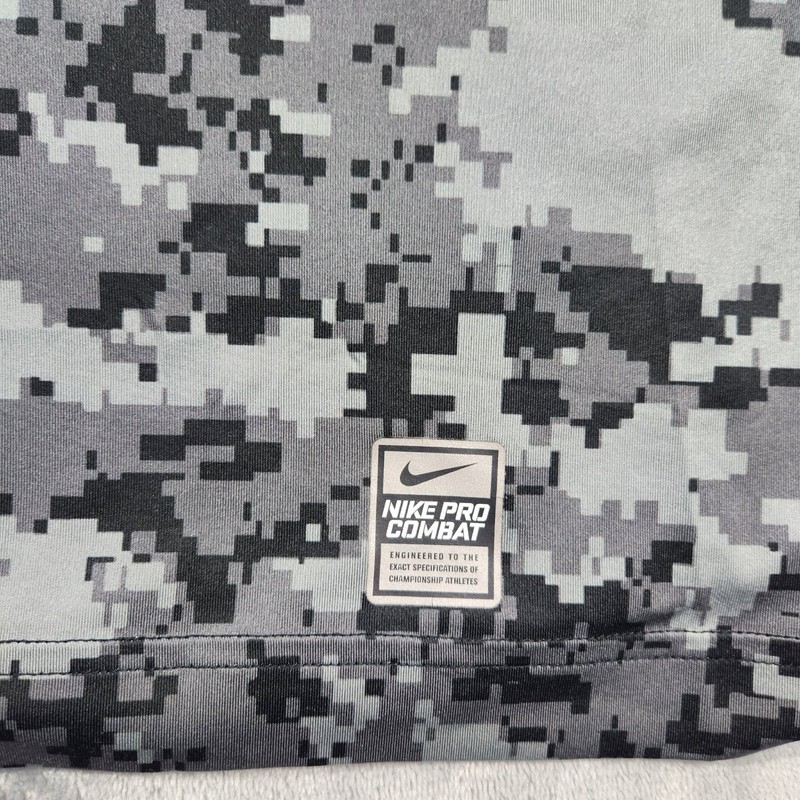 NIKE Pro Combat Shirt Men's Large Gray Black Digital Camo Dri-Fit Compression gallery