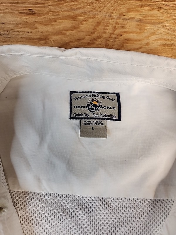 Royal Cup Coffee Hook & Tackle White Fishing Shirt Vented Lightweight Mens Large gallery