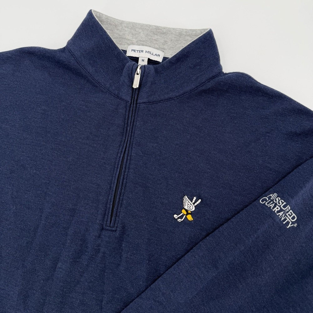 Peter Millar Sweater Mens Medium Winged Foot Golf Club 1/4 Zip Pullover Stretch