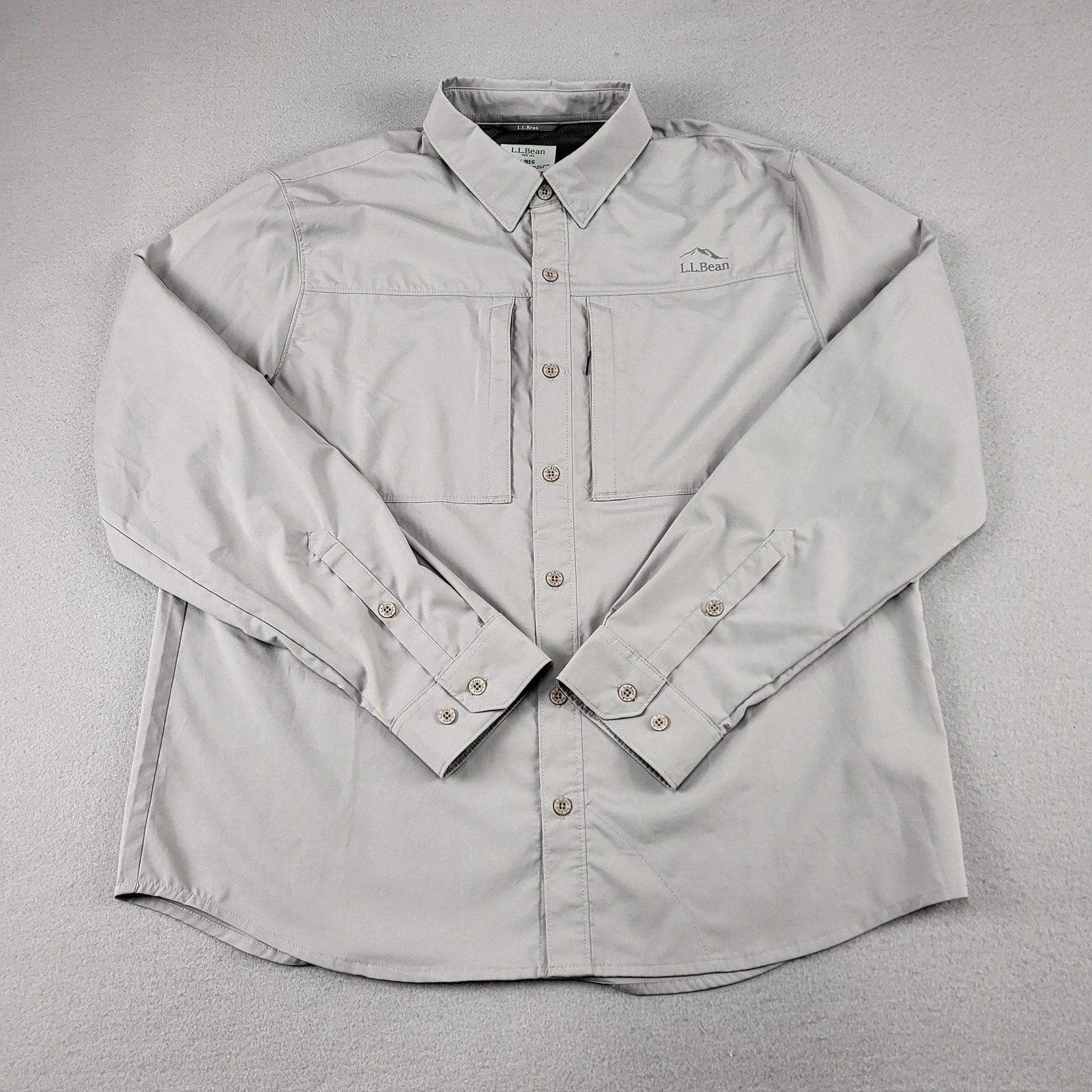 LL Bean Shirt Mens Large Gray Long Sleeve Hiking Fishing Quick Dry Outdoor gallery