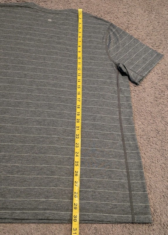 Lululemon Gray White Striped Athletic T-Shirt Men's 2XL gallery