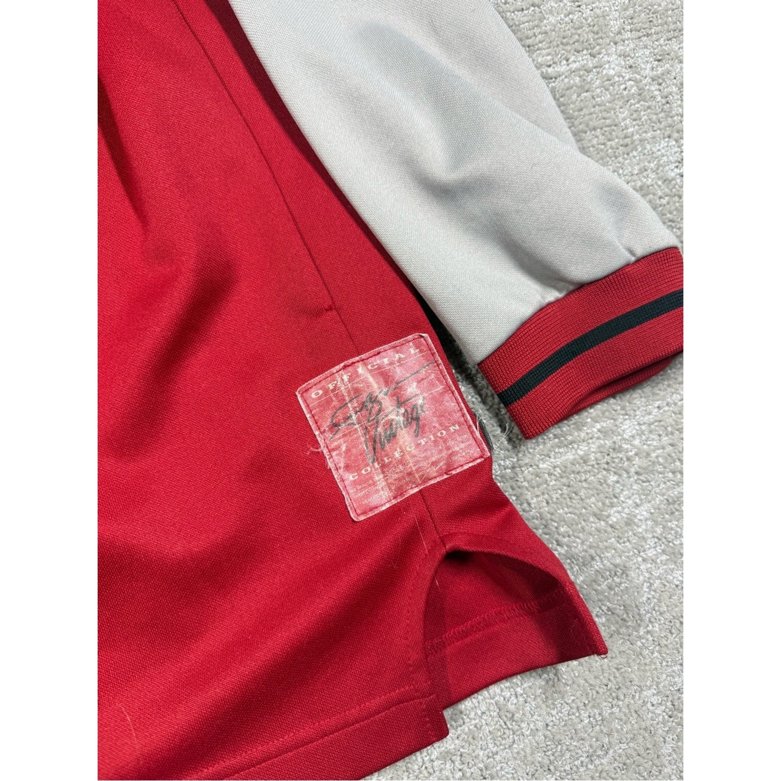 Vintage Y2K FUBU Long Sleeve Red Gray Jersey Made in Korea Size XL gallery