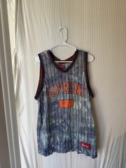 Supreme Breathable Mesh Striped Basketball Jersey Tank Top Logo Crew Neck L