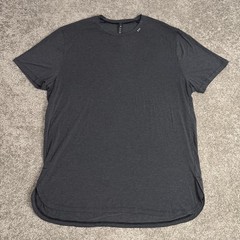 Lululemon Shirt Mens 2XL Gray Modal Silk Lightweight Curved Hem Logo Athletic