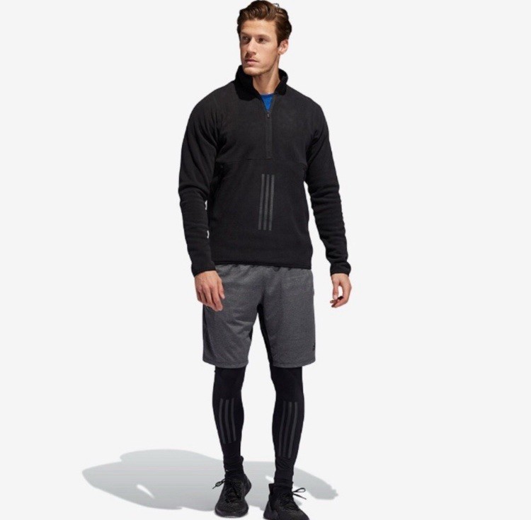 adidas Men's Black Fleece Pullover XL Mock Neck Half Zip Long Sleeve Logo