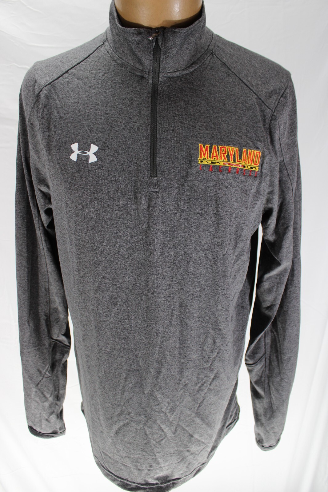 Under Armour Maryland Lacrosse Pullover Mens Small Gray 1/4 Zip Long Sleeve gallery
