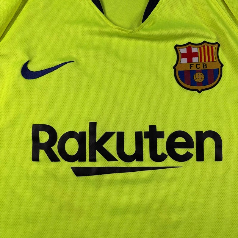 Nike FC Barcelona Messi 10 Jersey XL Volt Yellow 2018 Away Soccer Rakuten gallery