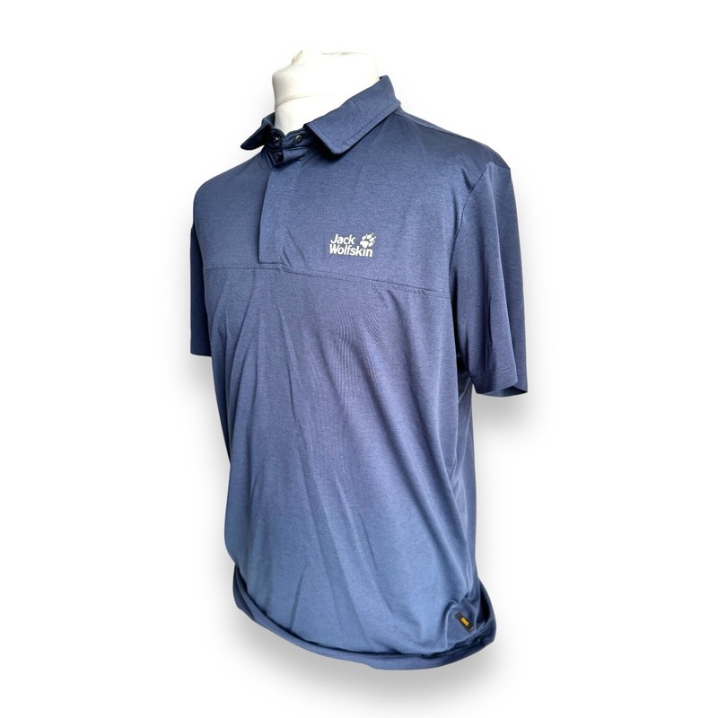 Jack Wolfskin Pique Breathable Quick Drying Men’s Polo Size XL Night Blue 44-46 gallery