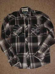 Mens Affliction Black/White Button Up Long Sleeve Shirt! Size XL