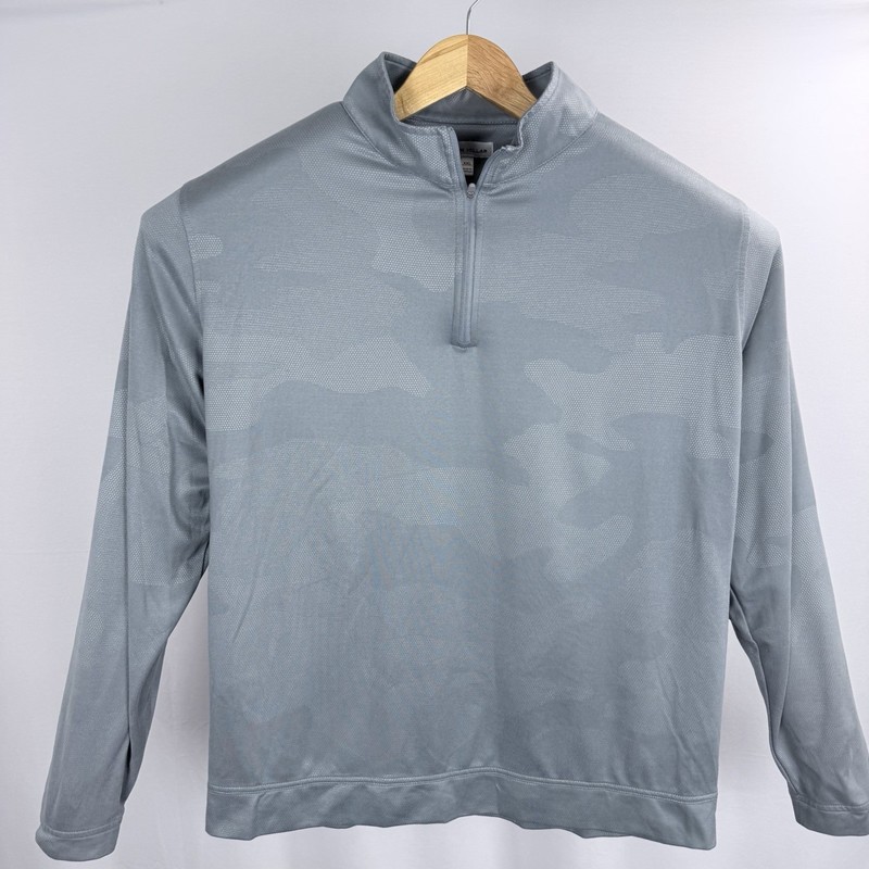 Peter Millar Performance 1/4 Zip Pullover Sweater Mens 2XL Gray Camo Golf *Read gallery