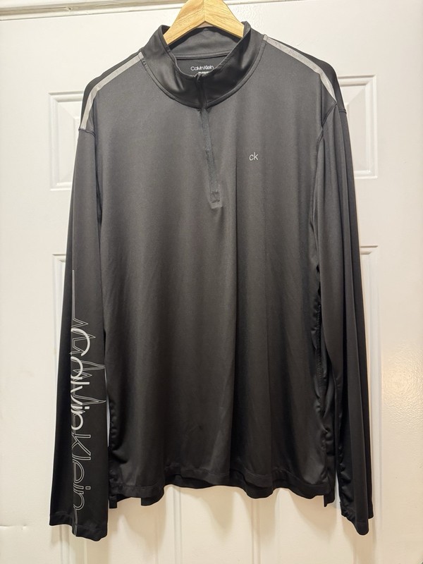 Calvin Klein Men’s XXL 1/4 Zip Pullover Athletic Golf Activewear Black Logo B2#7 gallery