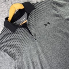Under Armour Men’s MD Playoff Polo Shirt Grey Black Loose Fit HeatGear Golf