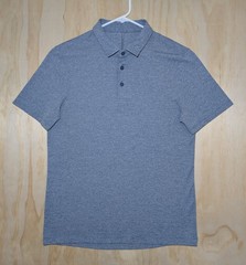Lululemon Men’s Small Polo Shirt Heather Grey Performance Stretch Casual Preppy