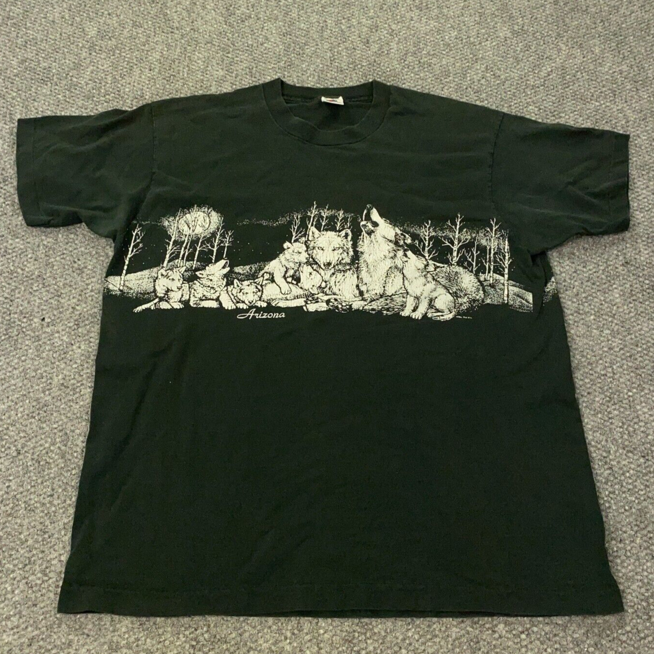 Vintage Arizona Shirt Mens XL Black Wolves Southwest Outdoors Single Stitch USA gallery