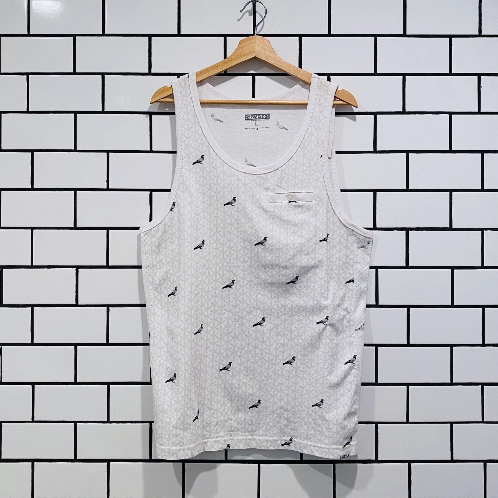 STAPLE ALLOVER PIGEON TANK WHITE JEFF STAPLE EXCLUSIVE gallery