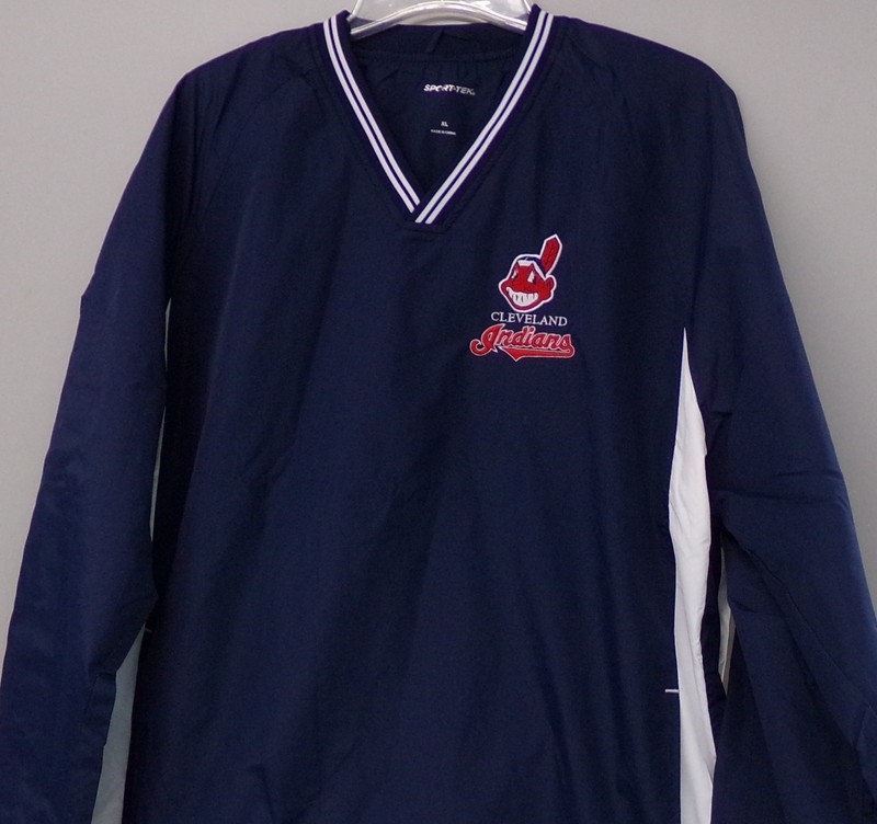 Cleveland Indians Chief Wahoo Forever Sport-Tek® V-Neck Raglan Wind Shirt XS-6XL gallery