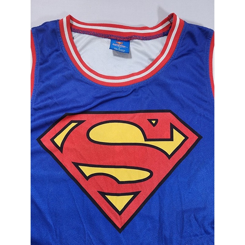 Superman DC Comics Basketball Jersey Blue Red Mesh Tank Top Mens Large s15 gallery