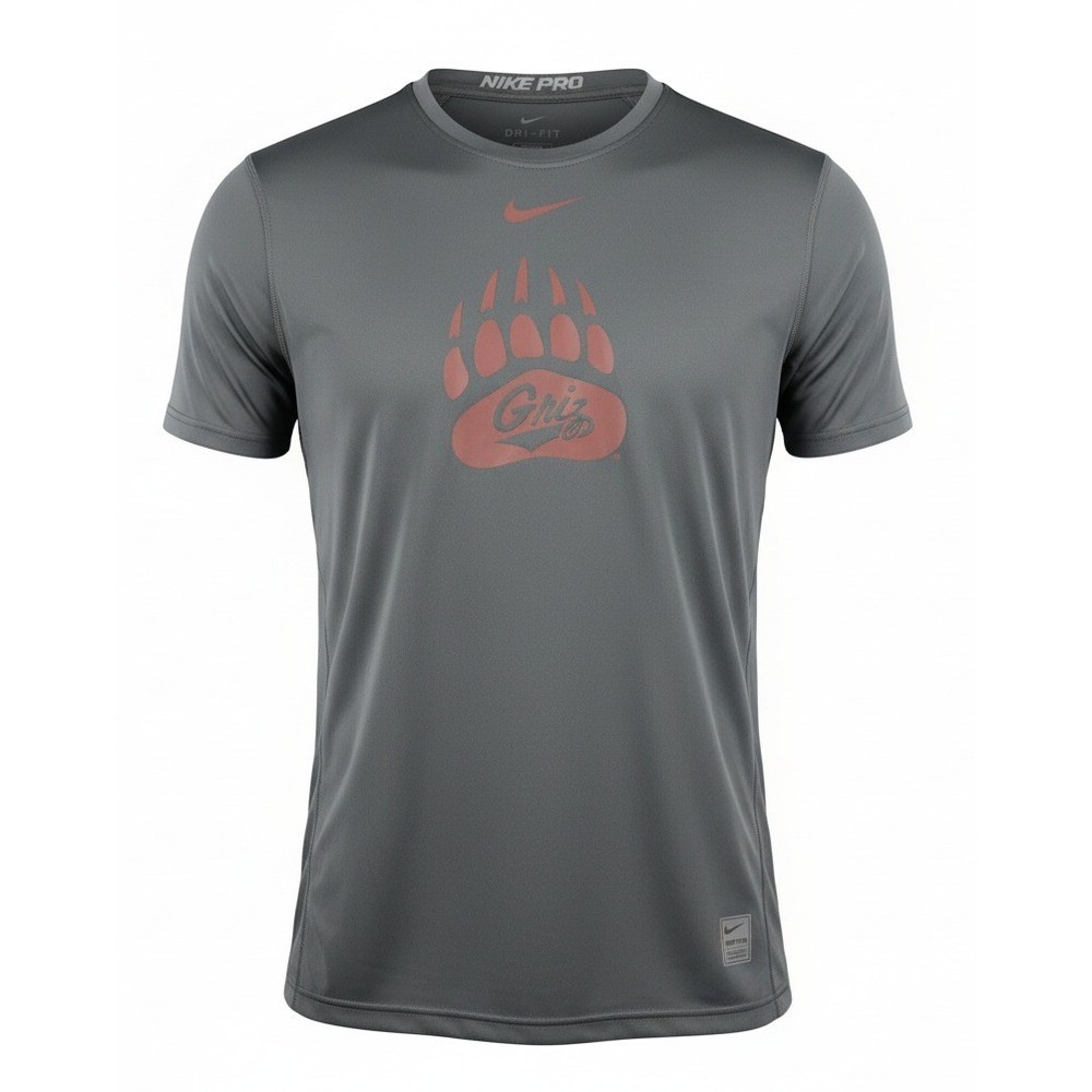 Nike Pro Fitted Dri-FIT Men's Training Shirt Charcoal Montana Griz Logo