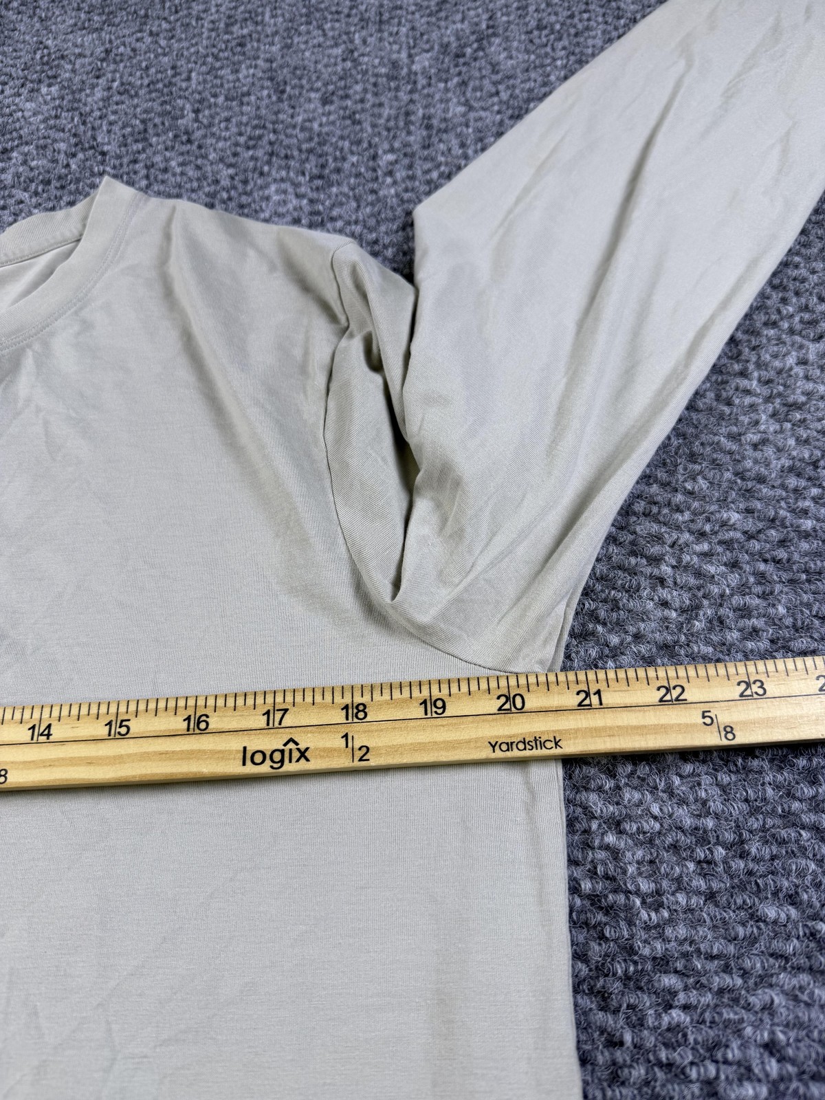 Lululemon Shirt Mens Large Beige Long Sleeve Henley Athletic Tee Gym Training gallery