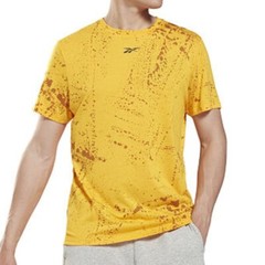 Men’s Reebok Ink Splatter Crew Neck T-Shirt – Semi Solar Gold – M – NWT –