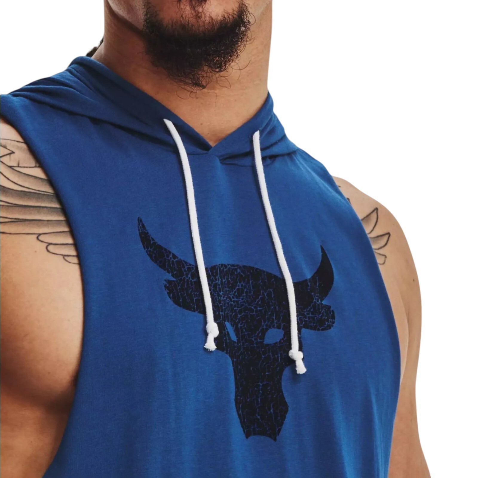 Under Armour Project Rock BSR Bull Sleeveless Hoodie Men's Size Small Blue gallery
