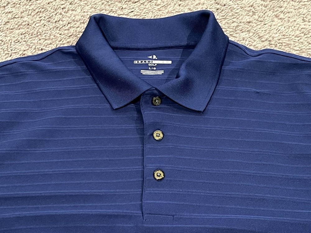 Grand Slam Solid Short Sleeve Golf Polo Shirt Men Large Blue 100% Polyester