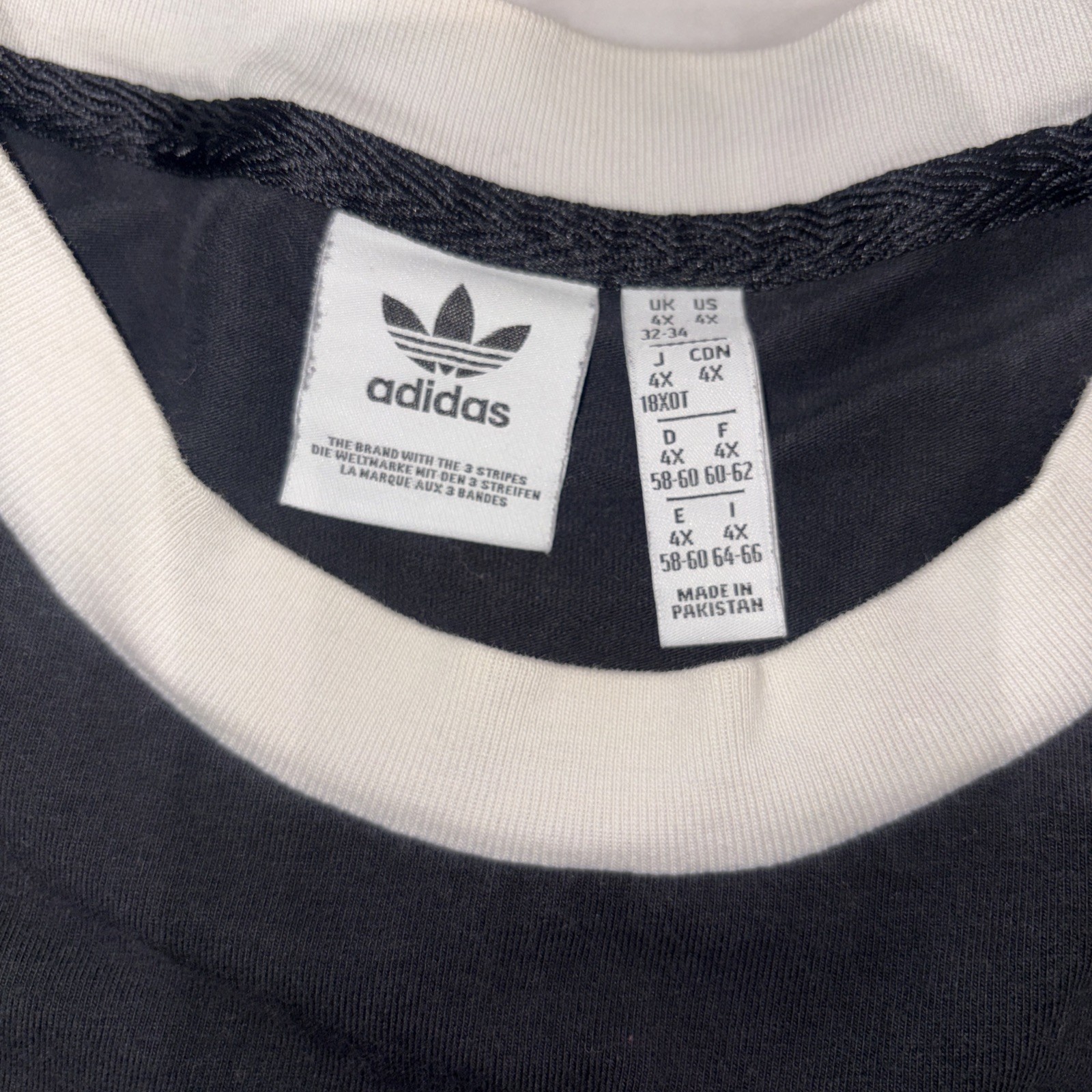 adidas Men's Long Sleeve Crew Neck 3-Stripes Black Tee Size 4XL Logo gallery