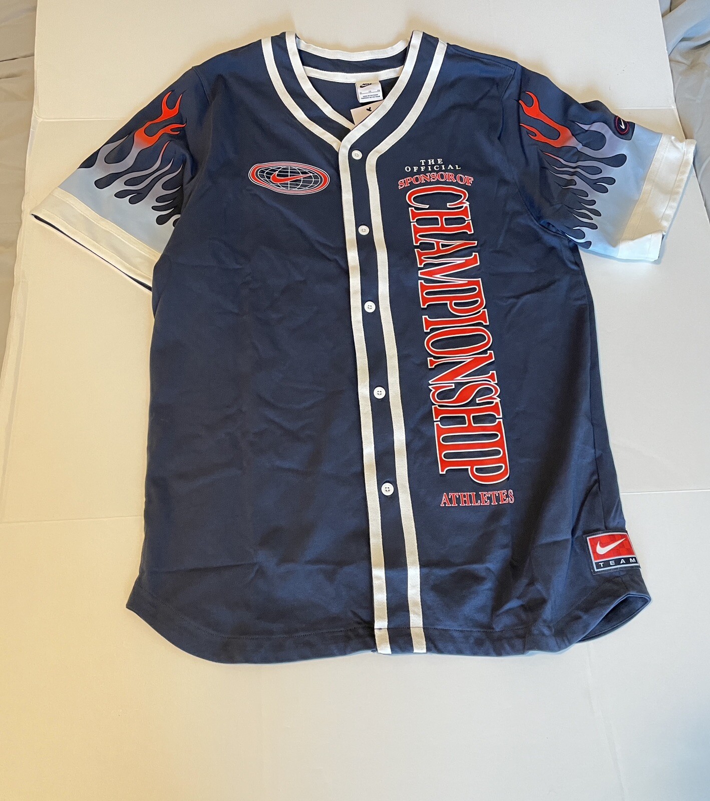 Nike Sportswear Americana Top Button Up Jersey Blue DV9642-437 Men's Size XL gallery