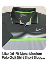 Nike Dri-Fit Mens Medium Polo Golf Shirt Short Sleeve Gray Tour Performance