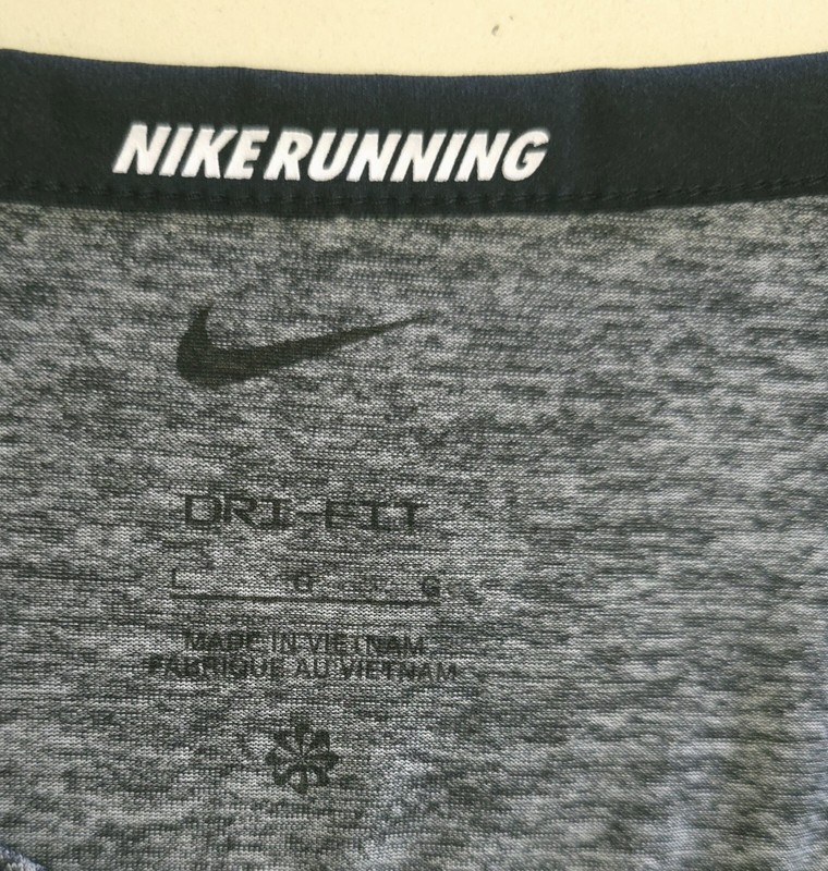 NikeRunning Navy Blue/ Gray Heather Reflective Activewear S/s Shirt Top Sz L gallery
