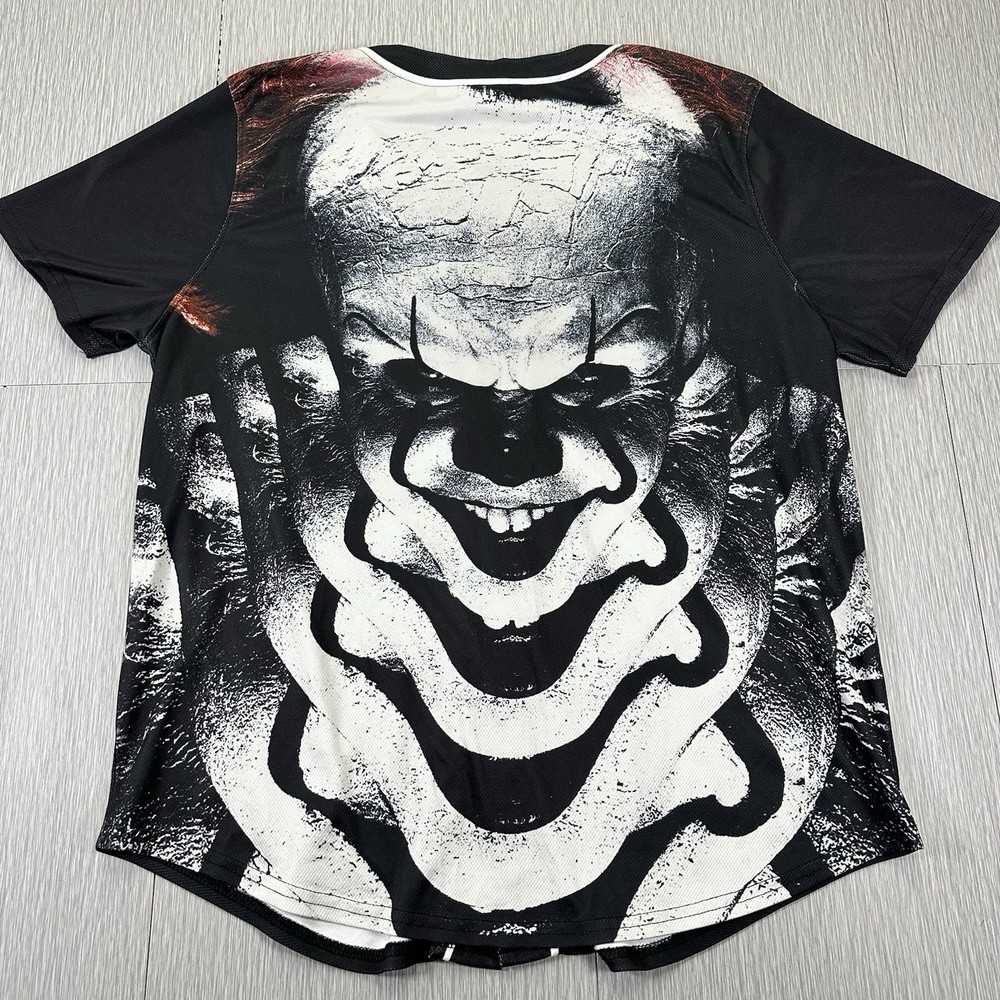 Halloween IT Horror Baseball Jersey Shirt Size Large Movie Themed Shirt - Clown