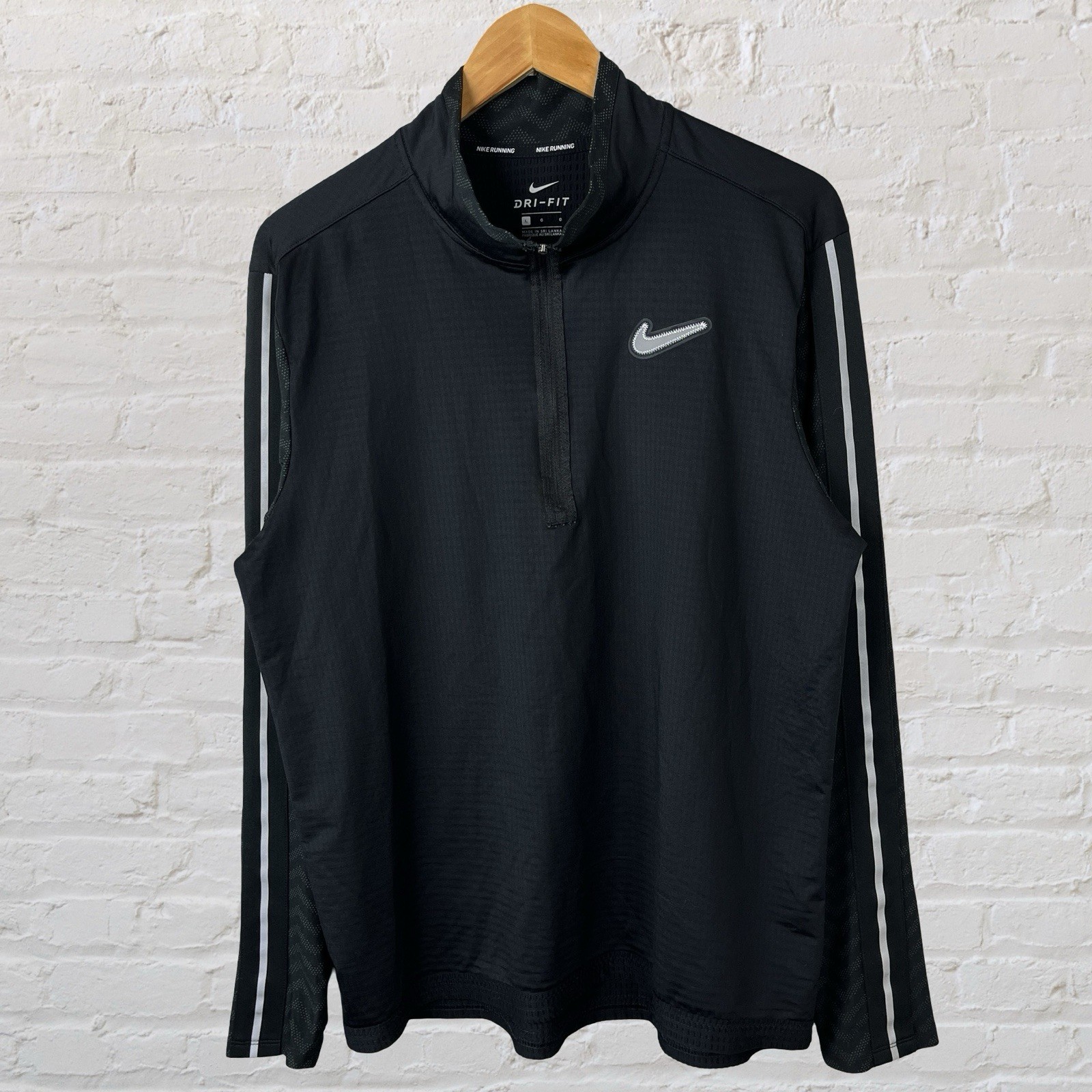 Nike Running Elements Dri-Fit 1/4 Zip Shirt Black Athletic Training Mens Large gallery