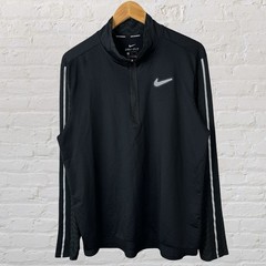 Nike Running Elements Dri-Fit 1/4 Zip Shirt Black Athletic Training Mens Large