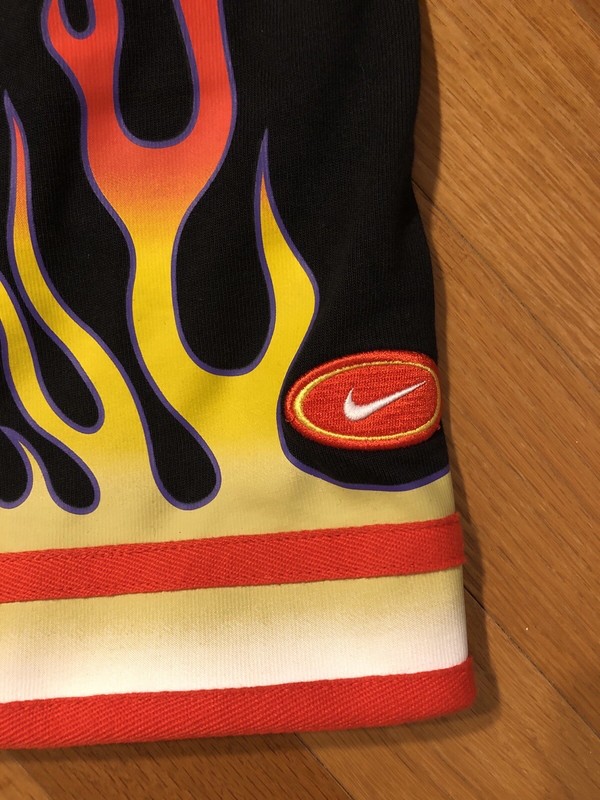 New M Nike Americana Flames Baseball Jersey Button Up Shirt Black DV9642-010 gallery