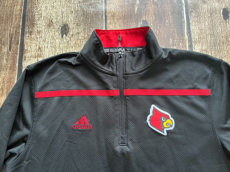 ADIDAS CLIMALITE 1/4 ZIP ACTIVE SWEATER LOUISVILLE CARDINALS MENS SMALL EUC gallery