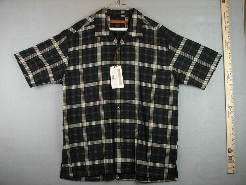 NWT Axis Black & White Plaid Medium Men's Shirt Button Leisure gallery