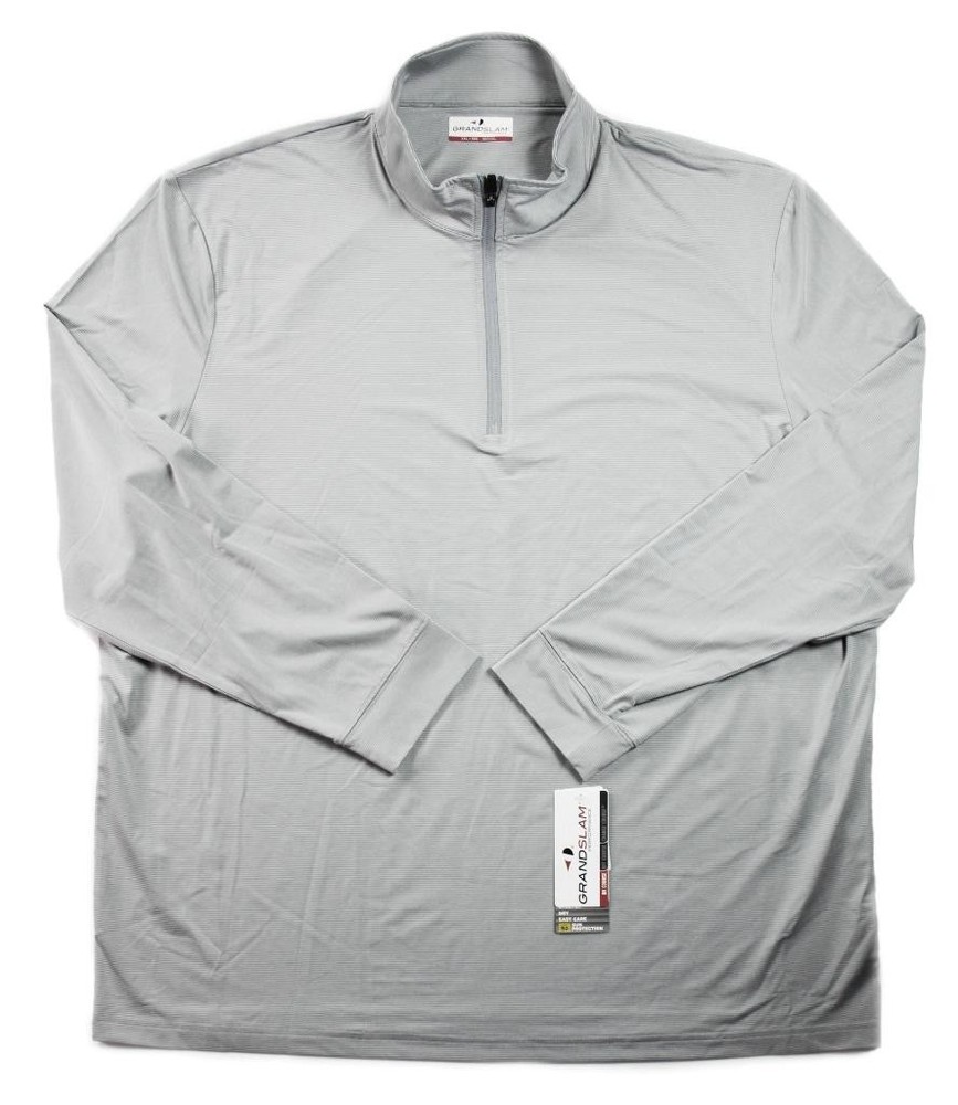 Grand Slam Mens 1/4 Zip XXL Pullover Shirt Performance Golf Long Sleeve Lt Gray