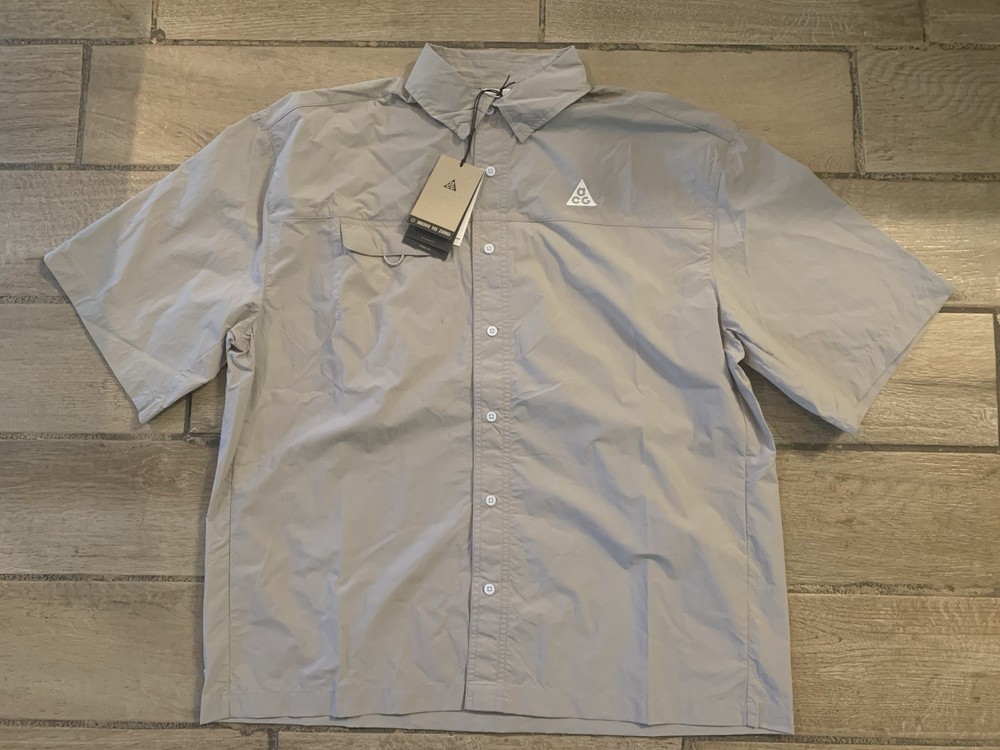 Nike ACG Orb Weaver UV Repel Oversized Button Up Shirt Grey Sz L (HJ2883-009)