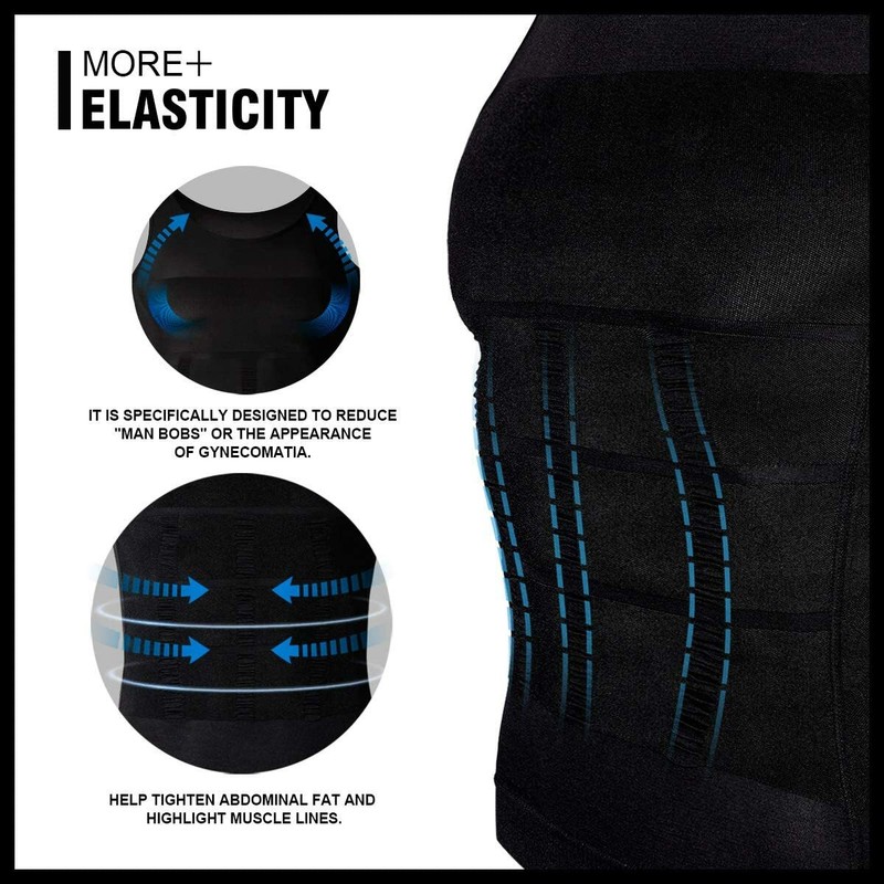 Men Compression Shirt Slimming Body Shaper Vest Tummy Control Shapewear Tops NCW gallery